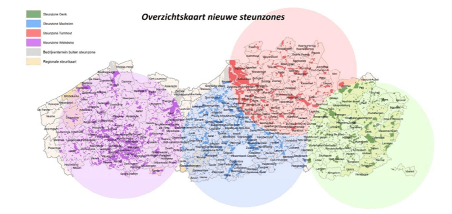 Vrijstelling tot doorstorting van bedrijfsvoorheffing voor steunzones: 4 nieuwe, ruimere steunzones afgebakend!